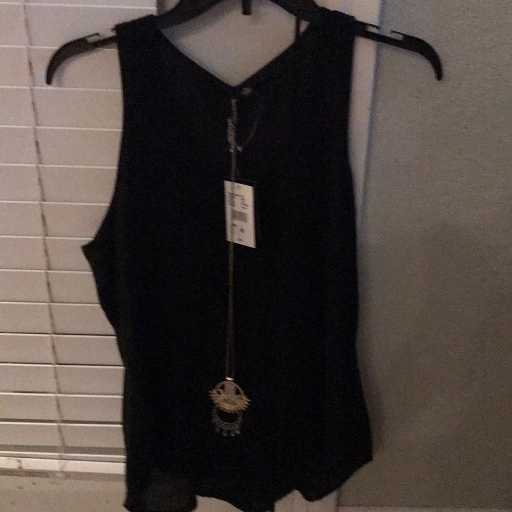 NWT black tank with necklace size medium
